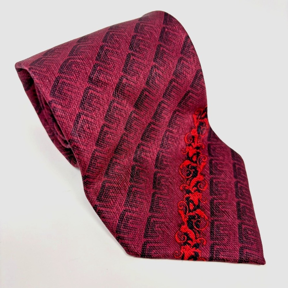 Gianni Versace Tie Mens Made In Italy 100% Silk Medallion Necktie Vintage Baroqu